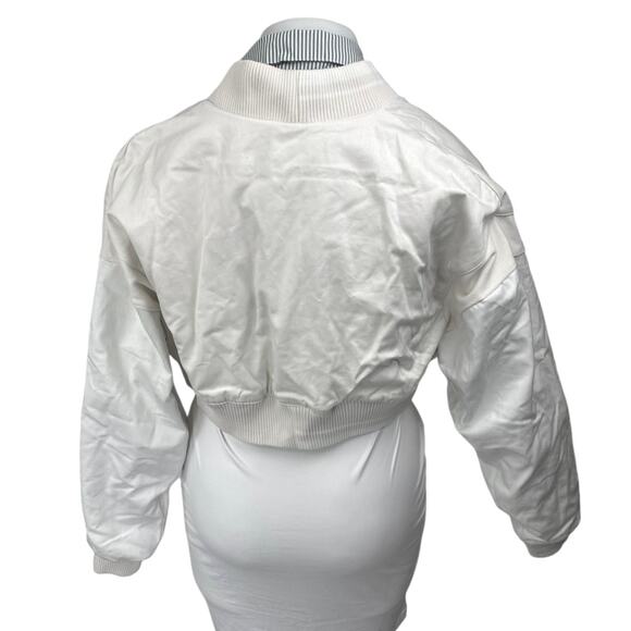 NEW Nike Destroyer White Gray Striped Oversized Canvas Cropped Jacket Size L - Picture 3 of 6